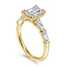 Flores - 14K Yellow Gold Emerald Cut Five Stone Diamond Engagement Ring - 0.6 ct