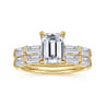 Flores - 14K Yellow Gold Emerald Cut Five Stone Diamond Engagement Ring - 0.6 ct