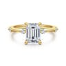 Frances - 14K Yellow Gold Emerald Cut Diamond Engagement Ring - 0.12 ct