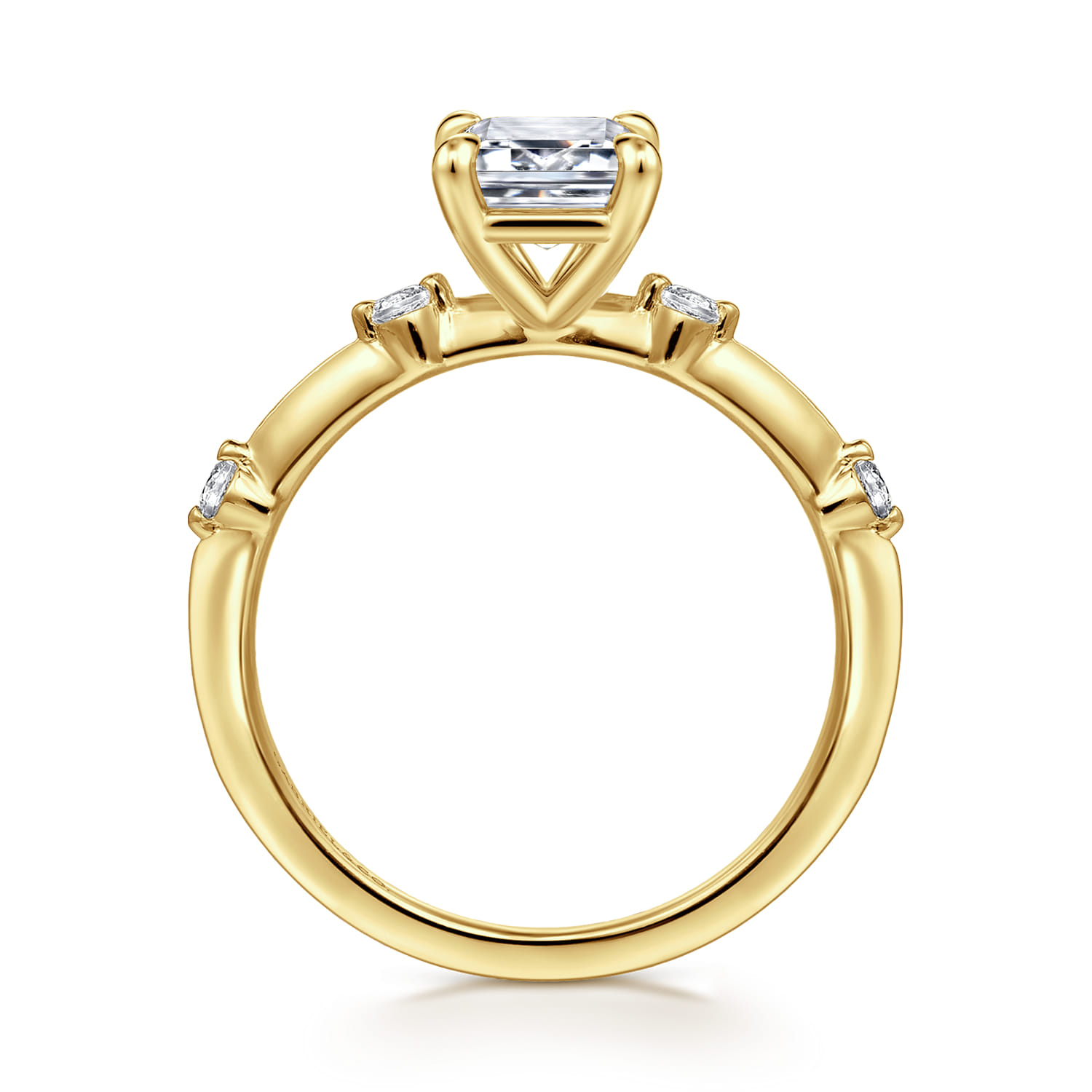 Frances - 14K Yellow Gold Emerald Cut Diamond Engagement Ring - 0.12 ct - Shot 2
