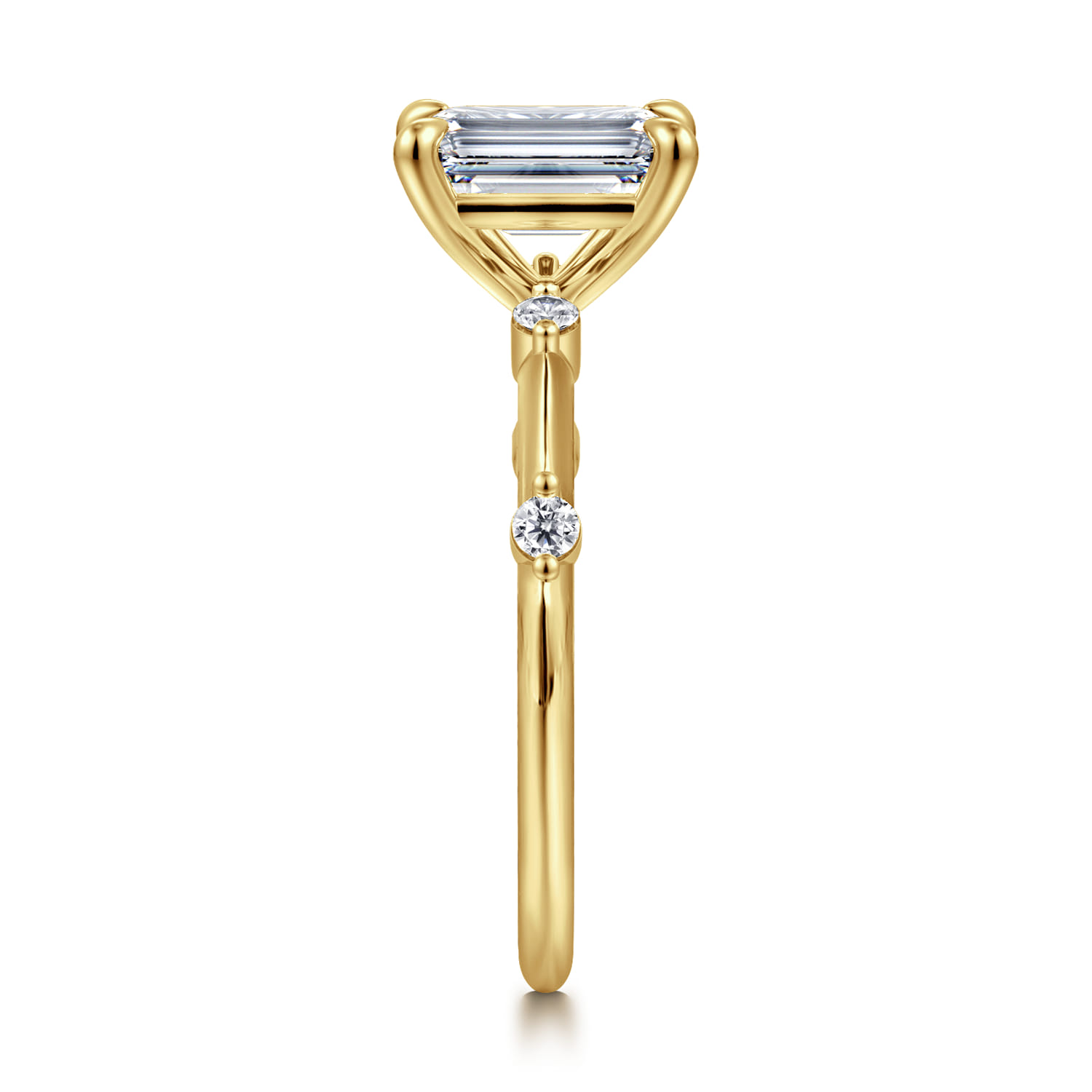 Frances - 14K Yellow Gold Emerald Cut Diamond Engagement Ring - 0.12 ct - Shot 4