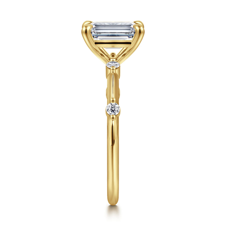 Frances - 14K Yellow Gold Emerald Cut Diamond Engagement Ring - 0.12 ct - Shot 4