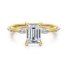 Marline - 14K Yellow Gold Emerald Cut Diamond Engagement Ring - 0.17 ct