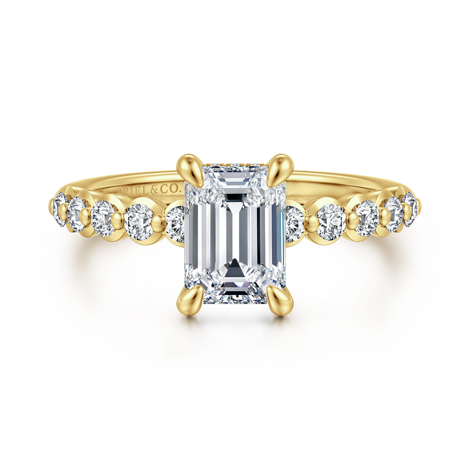 Kim - 14K Yellow Gold Emerald Cut Diamond Engagement Ring - 0.4 ct - Shot 1