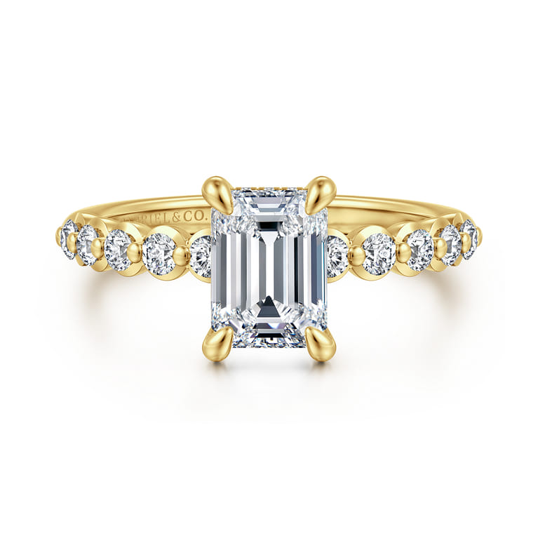 Kim - 14K Yellow Gold Emerald Cut Diamond Engagement Ring - 0.4 ct - Shot 1