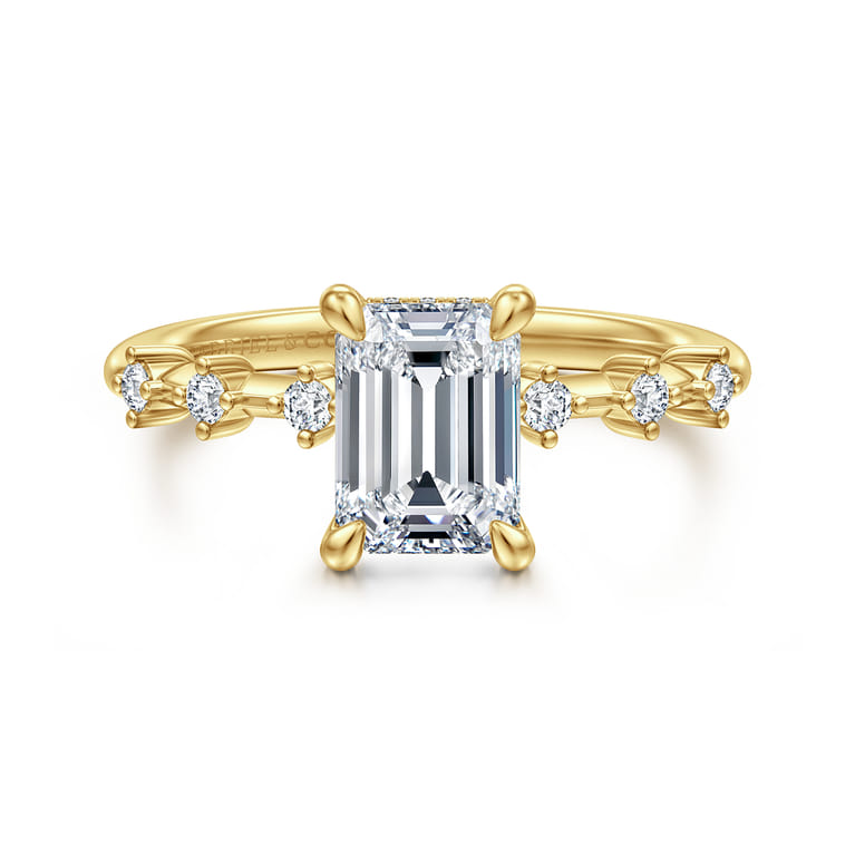 Joplin - 14K Yellow Gold Emerald Cut Diamond Engagement Ring - 0.16 ct - Shot 1