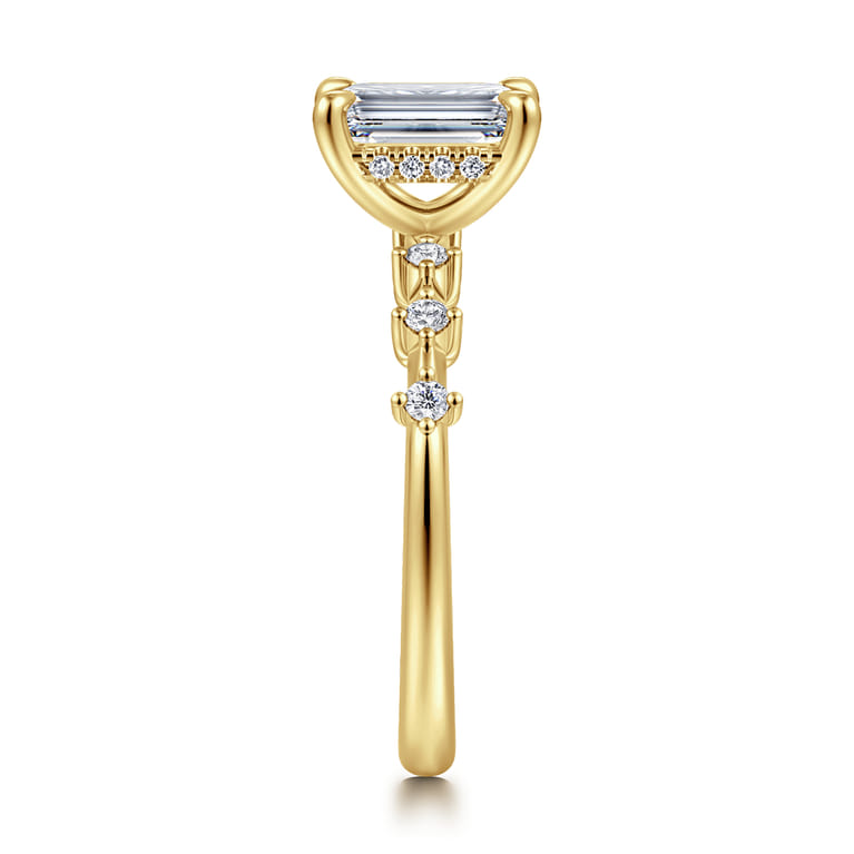 Joplin - 14K Yellow Gold Emerald Cut Diamond Engagement Ring - 0.16 ct - Shot 4