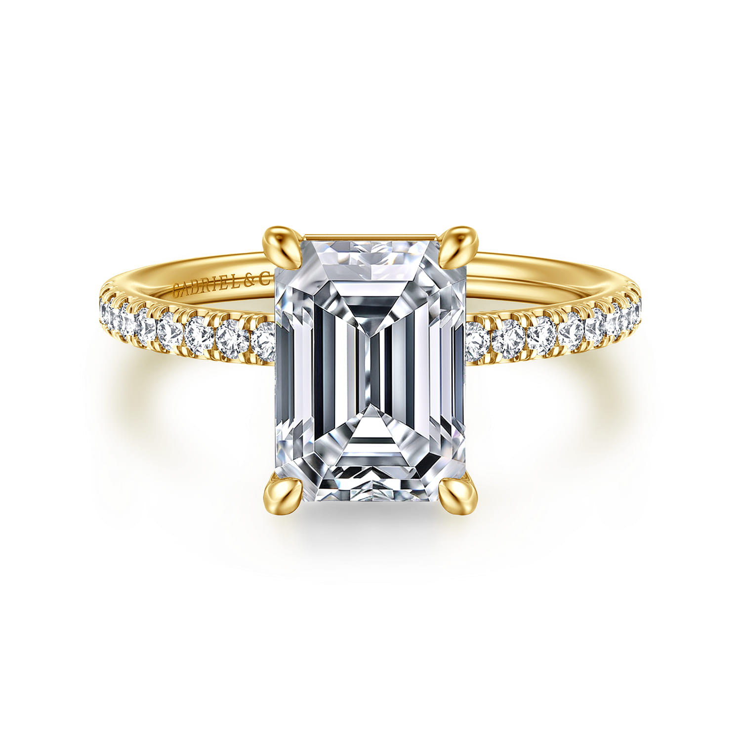 Twain - 14K Yellow Gold Emerald Cut Diamond Engagement Ring - 0.2 ct - Shot 1