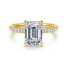 Twain - 14K Yellow Gold Emerald Cut Diamond Engagement Ring - 0.2 ct