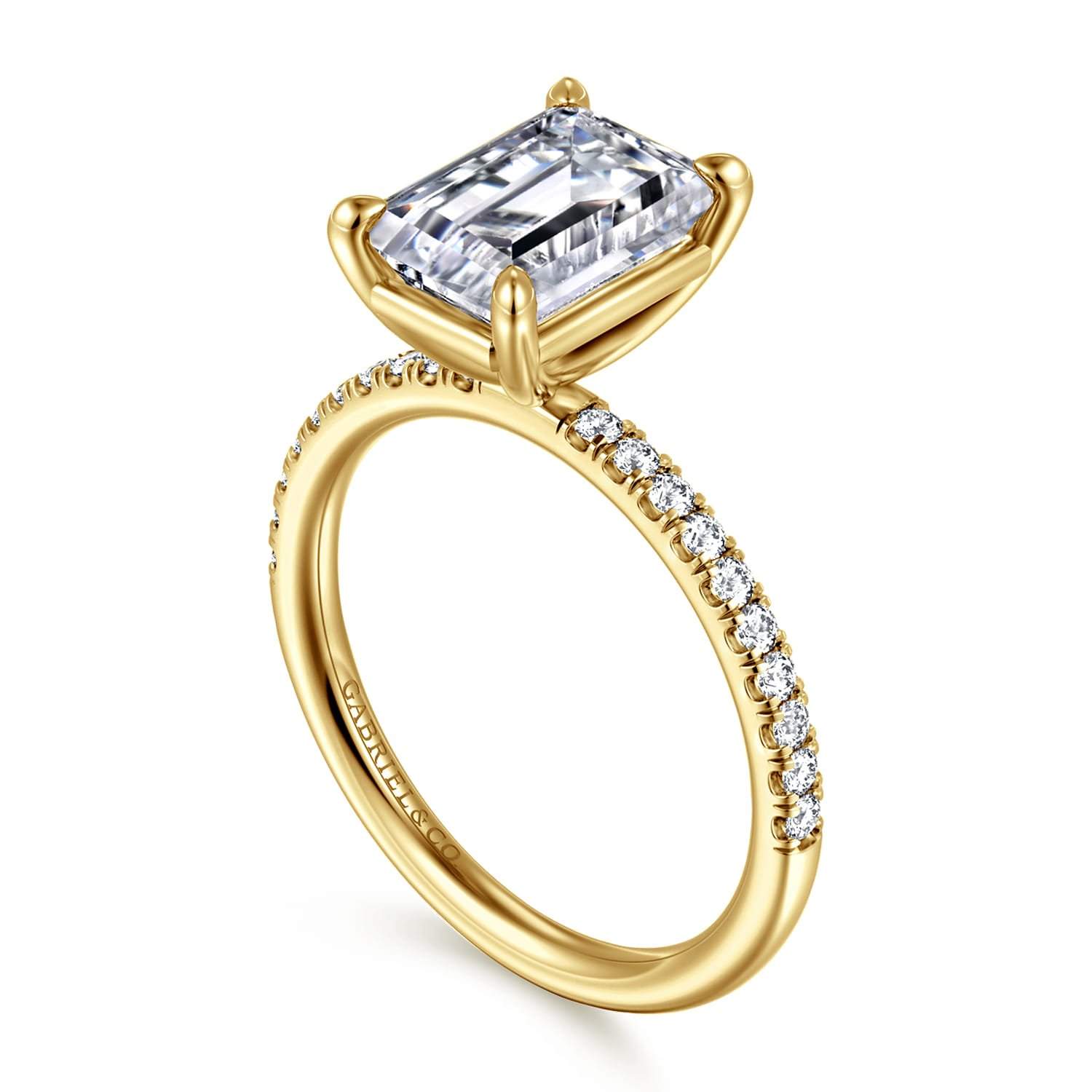 Twain - 14K Yellow Gold Emerald Cut Diamond Engagement Ring - 0.2 ct - Shot 3