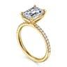 Twain - 14K Yellow Gold Emerald Cut Diamond Engagement Ring - 0.2 ct