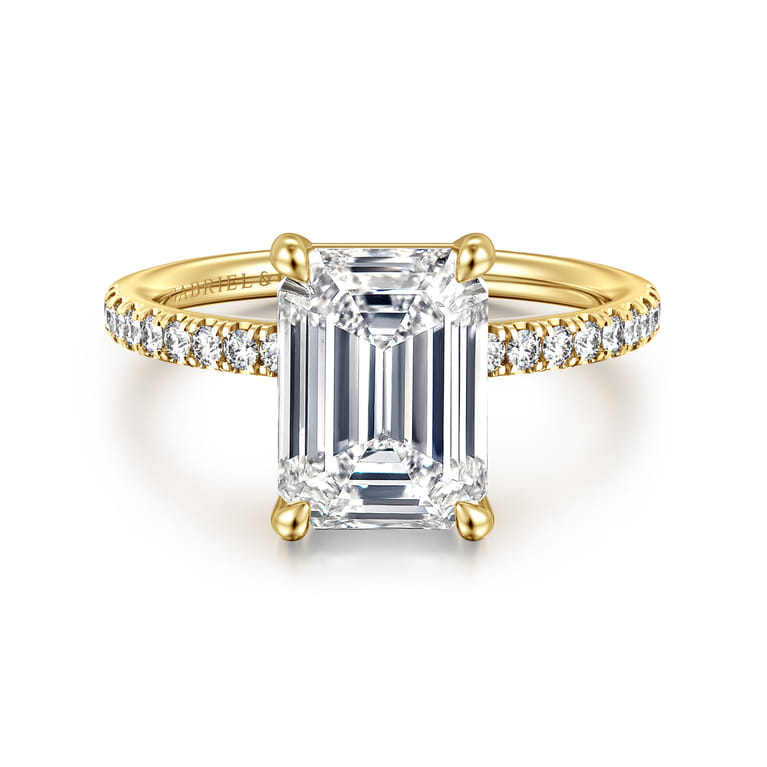 Twain - 14K Yellow Gold Emerald Cut Diamond Engagement Ring - 0.2 ct - Shot 1