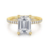 Twain - 14K Yellow Gold Emerald Cut Diamond Engagement Ring - 0.2 ct