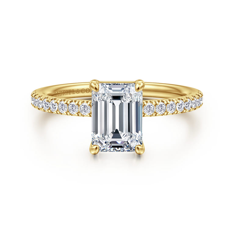 Twain - 14K Yellow Gold Emerald Cut Diamond Engagement Ring - 0.2 ct - Shot 1