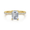 Twain - 14K Yellow Gold Emerald Cut Diamond Engagement Ring - 0.2 ct
