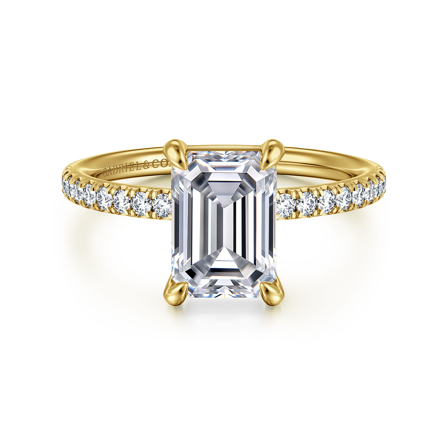 Twain - 14K Yellow Gold Emerald Cut Diamond Engagement Ring - 0.2 ct - Shot 1