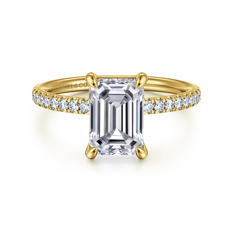 Twain - 14K Yellow Gold Emerald Cut Diamond Engagement Ring - 0.2 ct - Shot 1