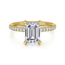 Twain - 14K Yellow Gold Emerald Cut Diamond Engagement Ring - 0.2 ct