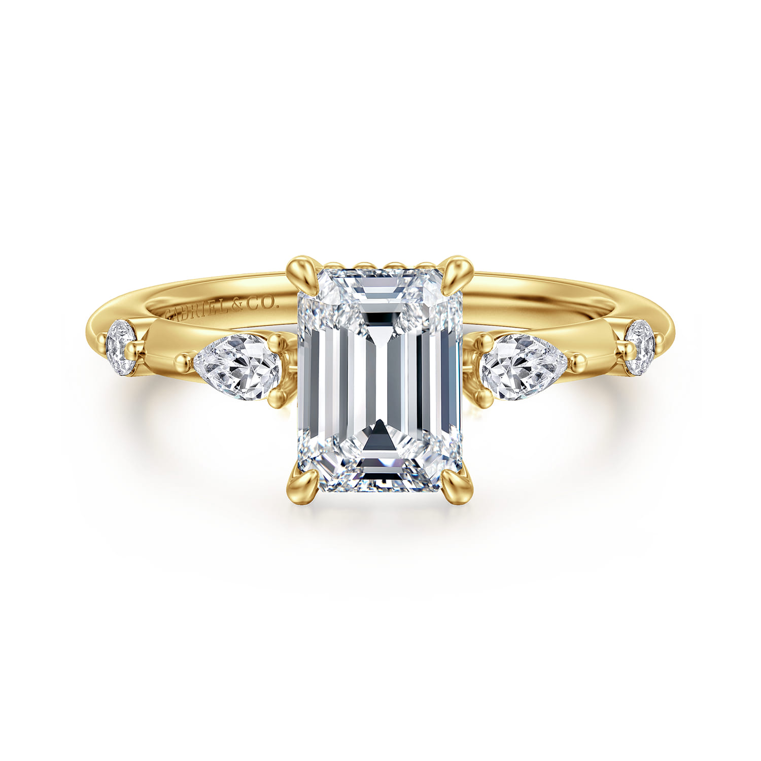 Carinna - 14K Yellow Gold Emerald Cut Diamond Engagement Ring - 0.23 ct - Shot 1