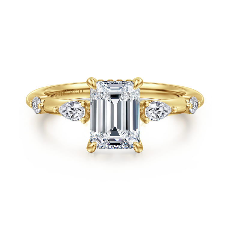 Carinna - 14K Yellow Gold Emerald Cut Diamond Engagement Ring - 0.23 ct - Shot 1