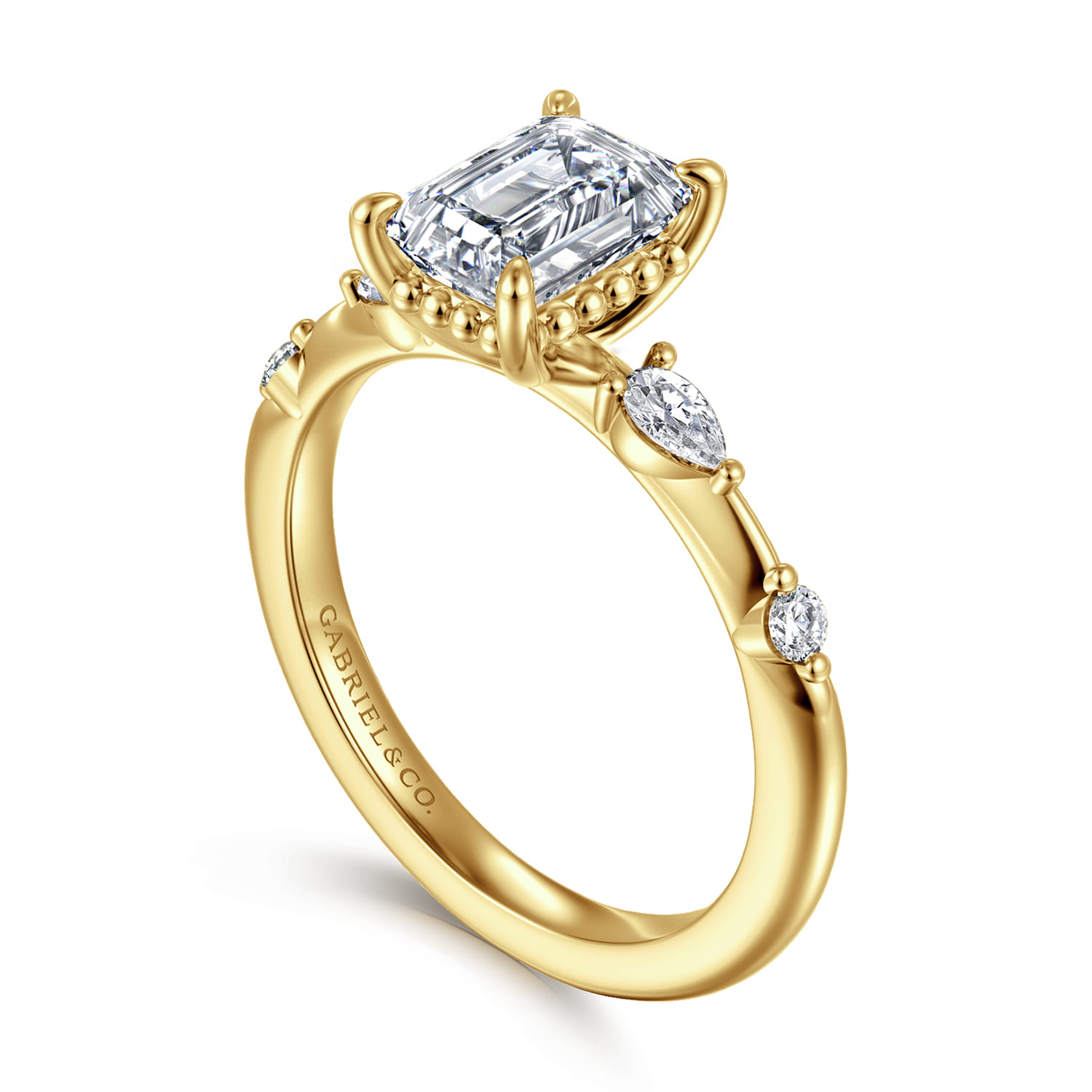 Carinna - 14K Yellow Gold Emerald Cut Diamond Engagement Ring - 0.23 ct - Shot 3
