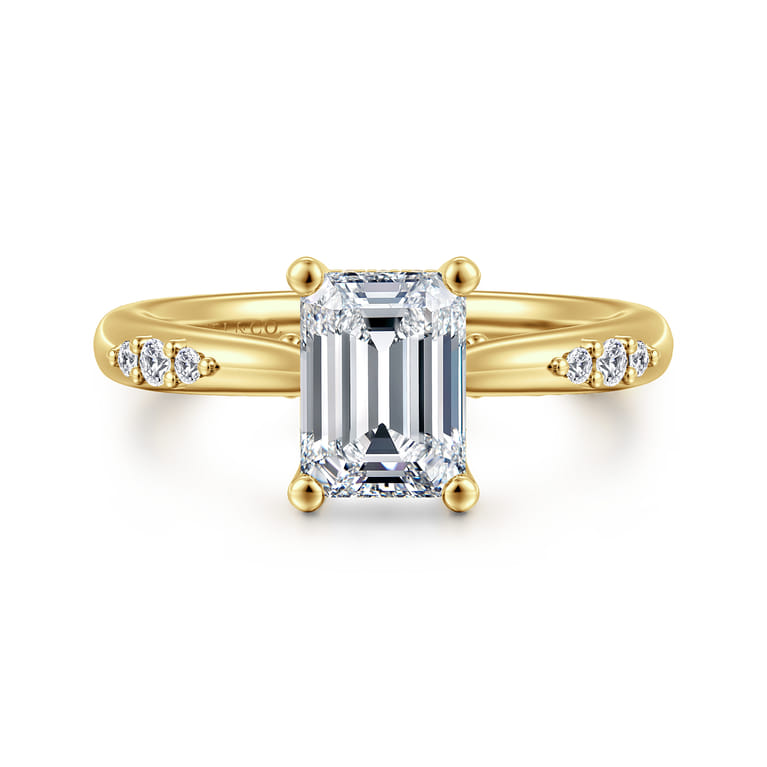 Carroline - 14K Yellow Gold Emerald Cut Diamond Engagement Ring - 0.15 ct - Shot 1