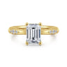 Carroline - 14K Yellow Gold Emerald Cut Diamond Engagement Ring - 0.15 ct