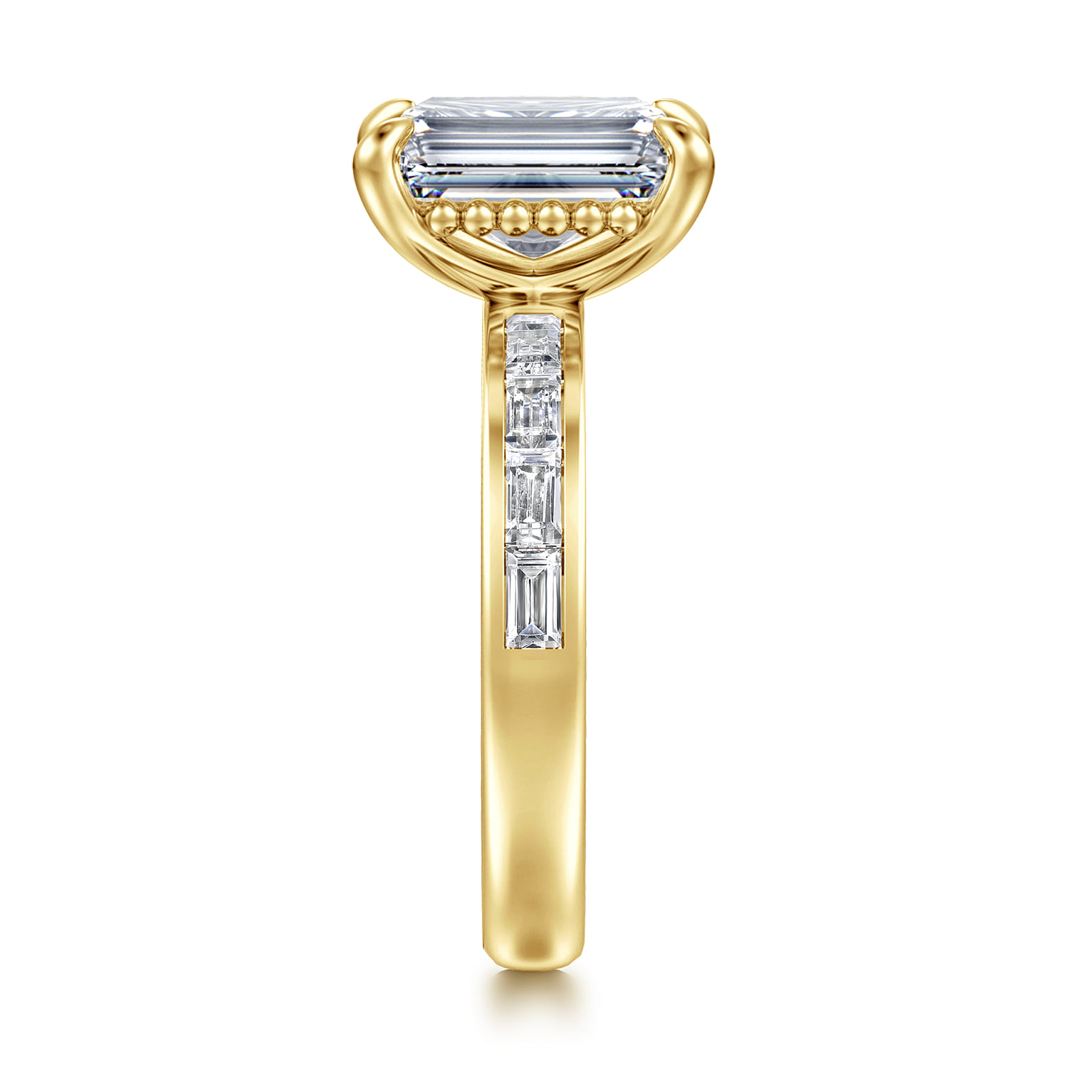 Carolie - 14K Yellow Gold Emerald Cut Diamond Engagement Ring - 0.7 ct - Shot 4