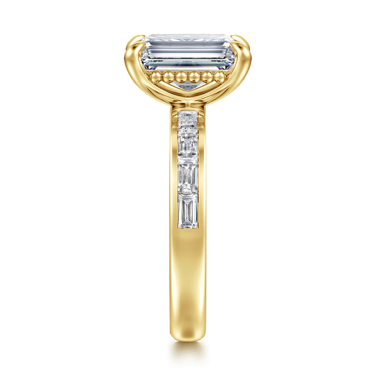 Carolie - 14K Yellow Gold Emerald Cut Diamond Engagement Ring - 0.7 ct - Shot 4