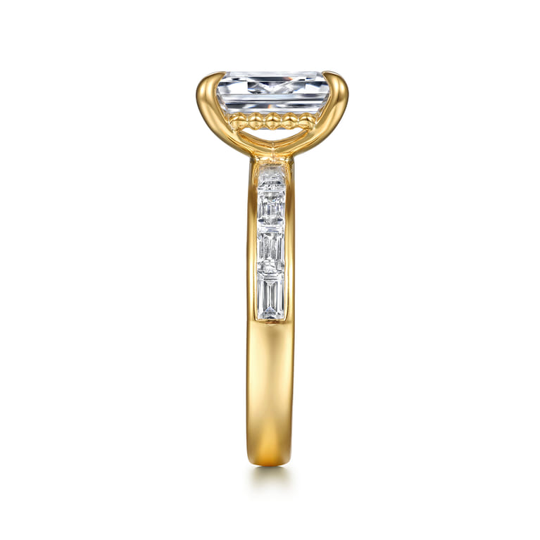 Carolie - 14K Yellow Gold Emerald Cut Channel Set Baguette Diamond Engagement Ring - 0.7 ct - Shot 5