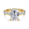 Juney - 14K Yellow Gold Channel set Baguette Emerald Cut Diamond Engagement Ring - 1.1 ct
