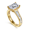 Juney - 14K Yellow Gold Channel set Baguette Emerald Cut Diamond Engagement Ring - 1.1 ct