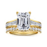 Juney - 14K Yellow Gold Channel set Baguette Emerald Cut Diamond Engagement Ring - 1.1 ct