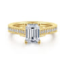 Favola - 14K Yellow Gold Emerald Cut Lotus Diamond Engagement Ring - 0.25 ct