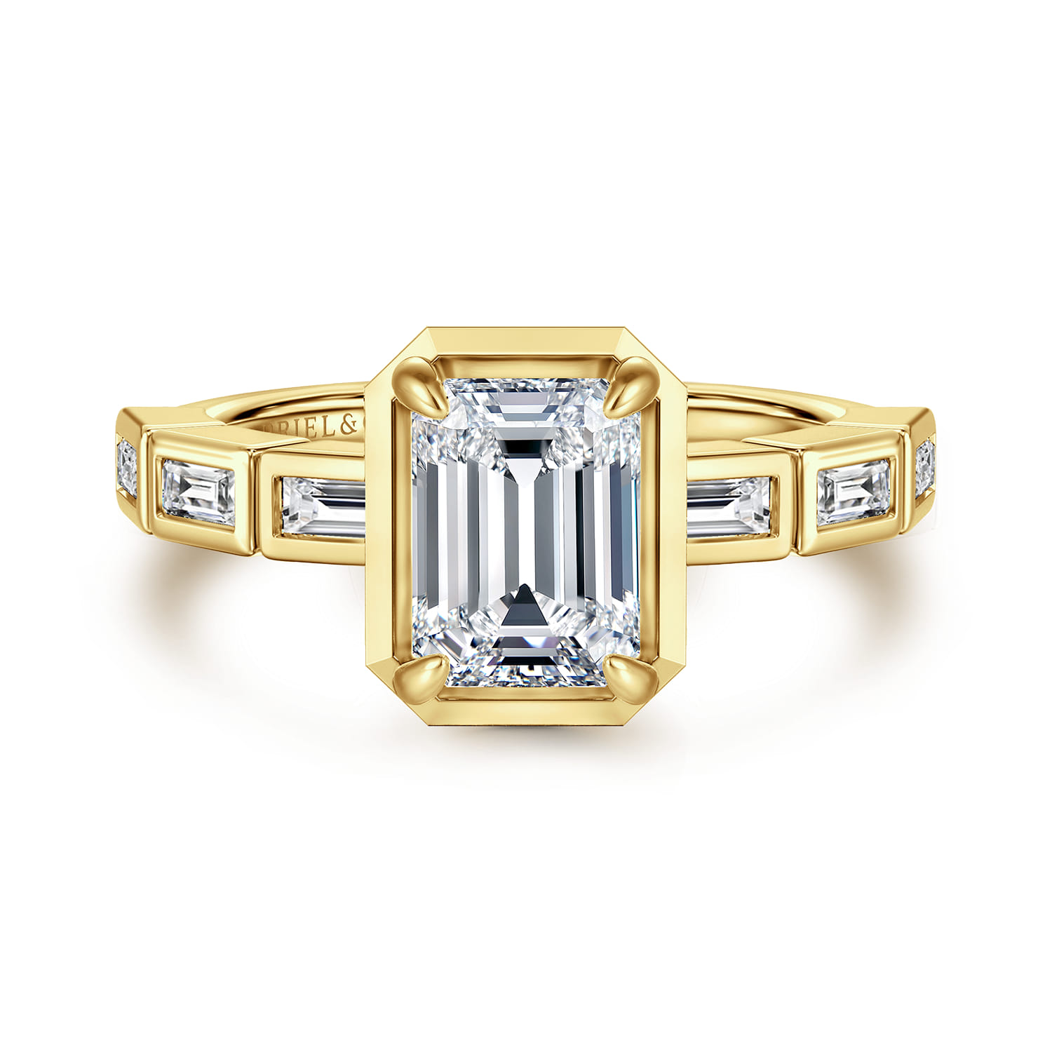 Delphe - 14K Yellow Gold Emerald Cut Diamond Engagement Ring - 0.4 ct - Shot 1