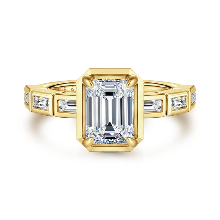 Delphe - 14K Yellow Gold Emerald Cut Diamond Engagement Ring - 0.4 ct - Shot 1