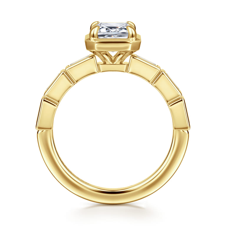 Delphe - 14K Yellow Gold Emerald Cut Diamond Engagement Ring - 0.4 ct - Shot 2