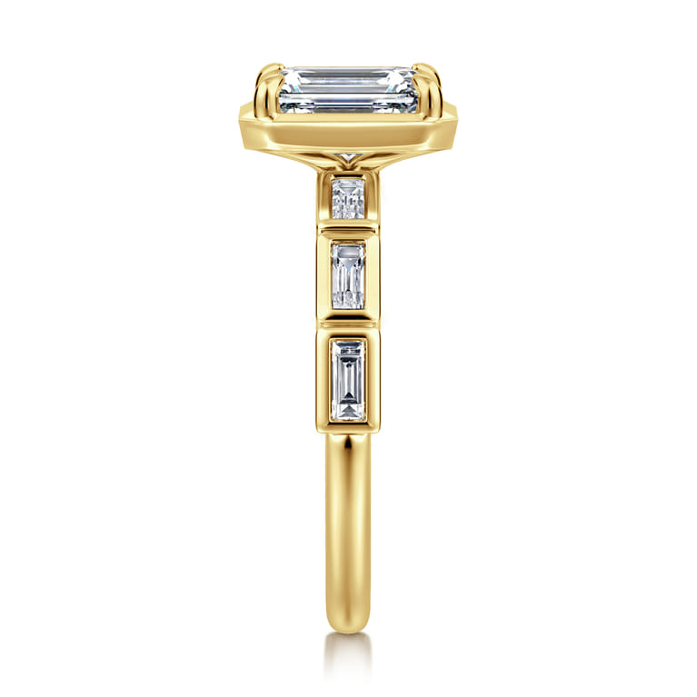 Delphe - 14K Yellow Gold Emerald Cut Diamond Engagement Ring - 0.4 ct - Shot 4
