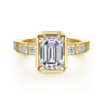 Delphe - 14K Yellow Gold Bezel Prong Emerald Cut Diamond Engagement Ring - 0.4 ct