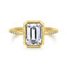 Aspen - 14K Yellow Gold Bezel Set Emerald Cut Diamond Engagement Ring - 0.09 ct