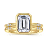 Aspen - 14K Yellow Gold Bezel Set Emerald Cut Diamond Engagement Ring - 0.09 ct