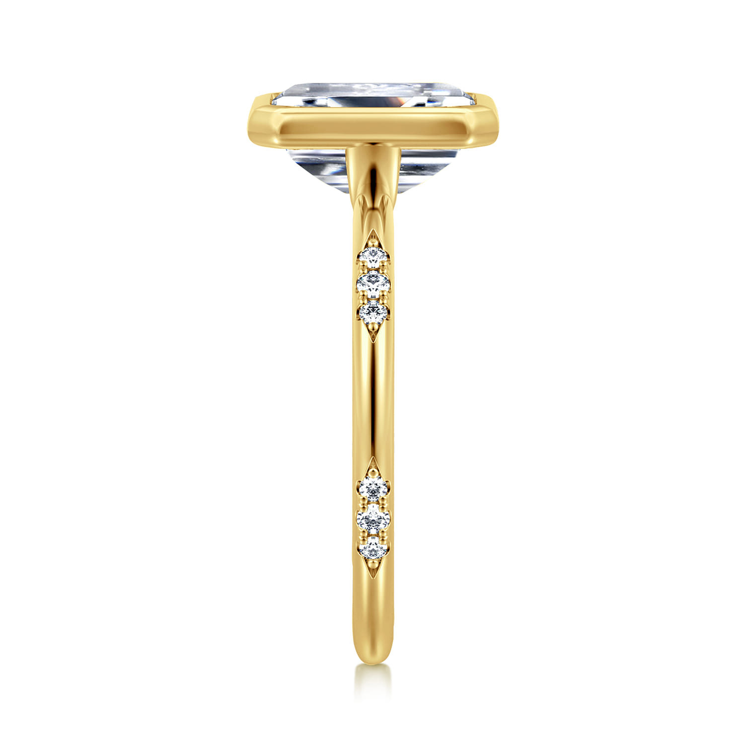 Aspen - 14K Yellow Gold Bezel Set Emerald Cut Diamond Engagement Ring - 0.09 ct - Shot 5