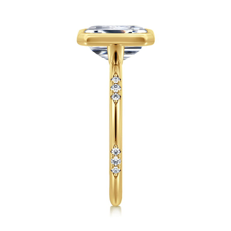 Aspen - 14K Yellow Gold Bezel Set Emerald Cut Diamond Engagement Ring - 0.09 ct - Shot 5