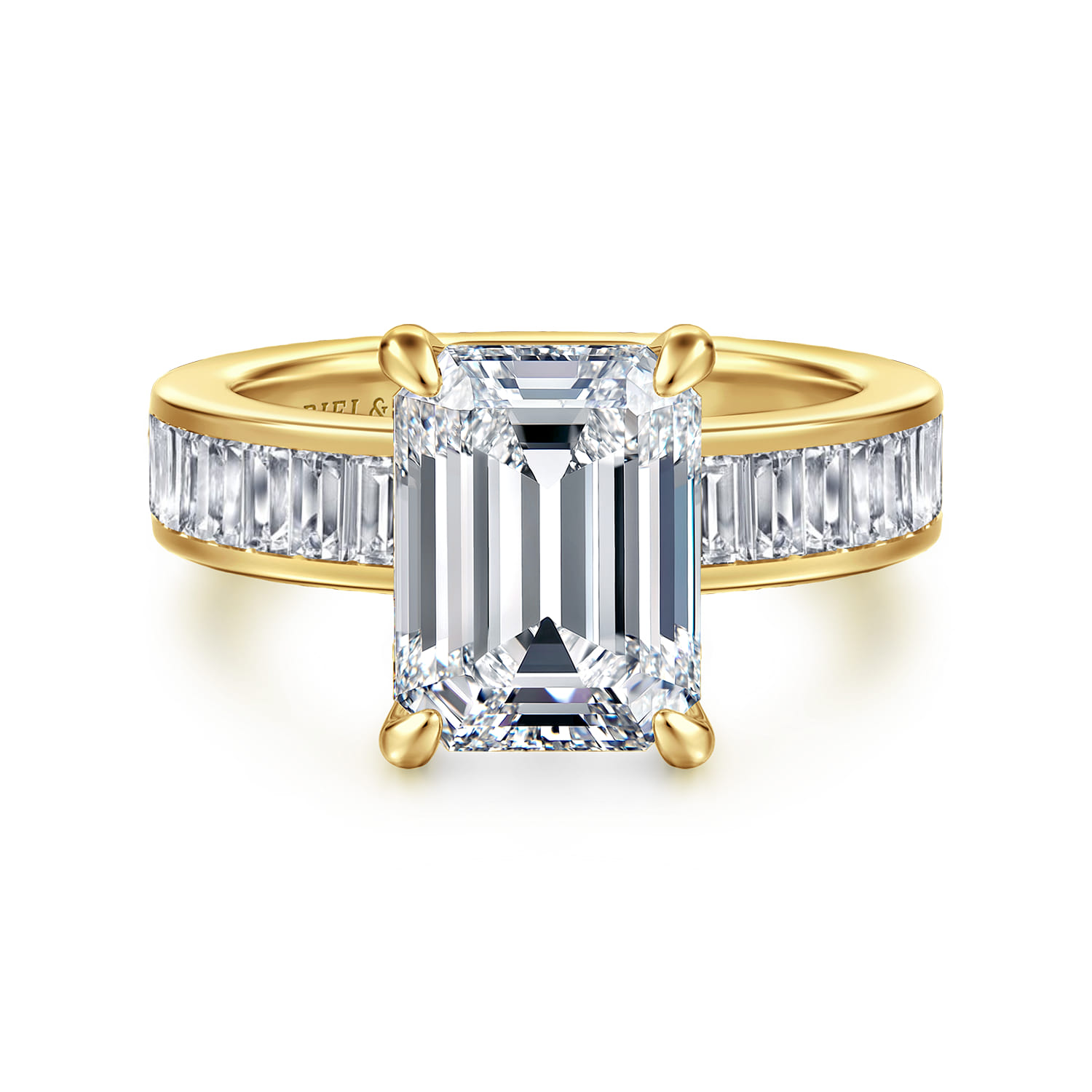 Bassia - 14K Yellow Gold Emerald Cut Diamond Engagement Ring - 1.15 ct - Shot 1