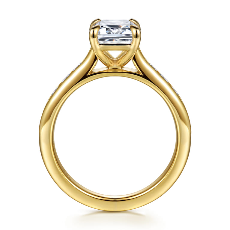Olya - 14K Yellow Gold Emerald Cut Diamond Engagement Ring - 0.5 ct - Shot 2