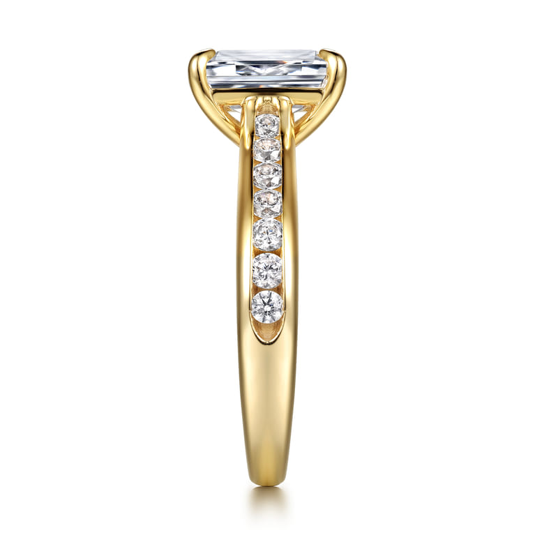Olya - 14K Yellow Gold Emerald Cut Diamond Engagement Ring - 0.5 ct - Shot 5