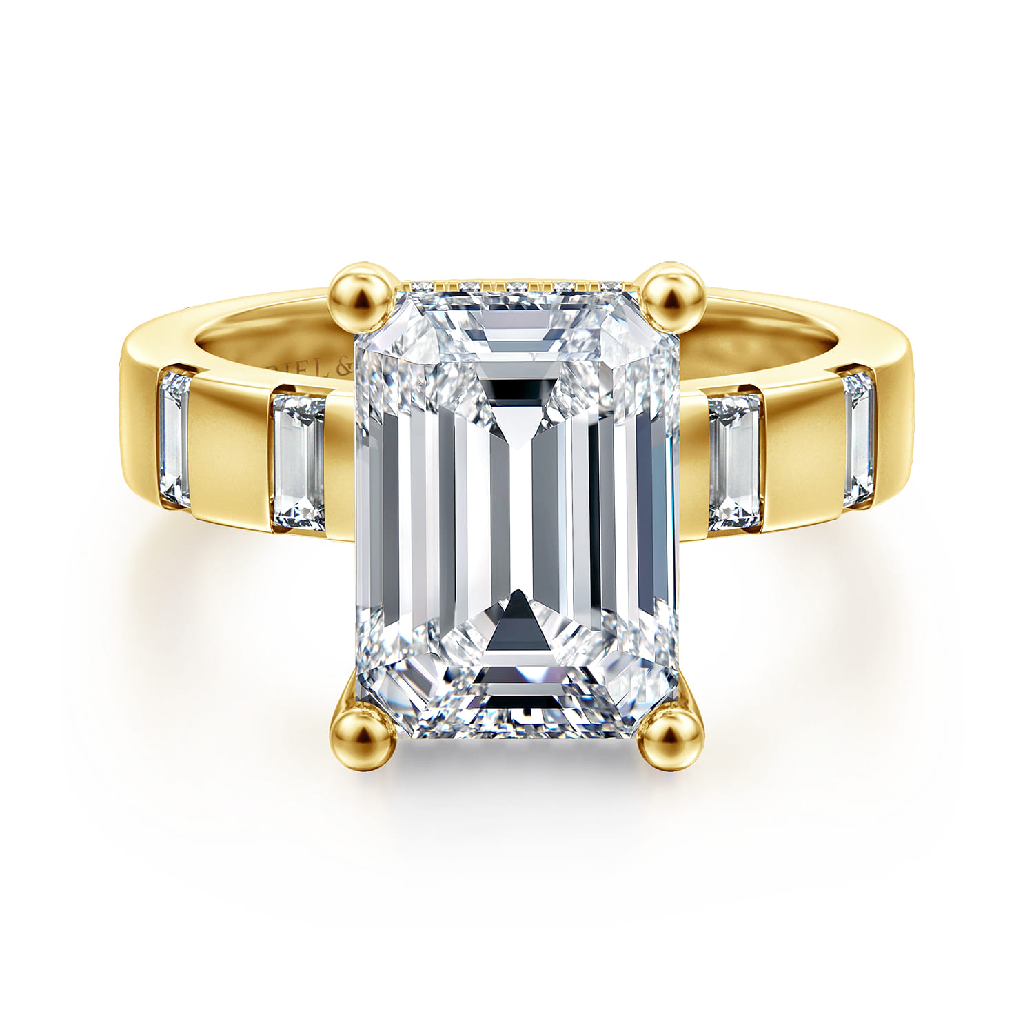Mirella - 14K Yellow Gold Emerald Cut Diamond Engagement Ring - 0.45 ct - Shot 1