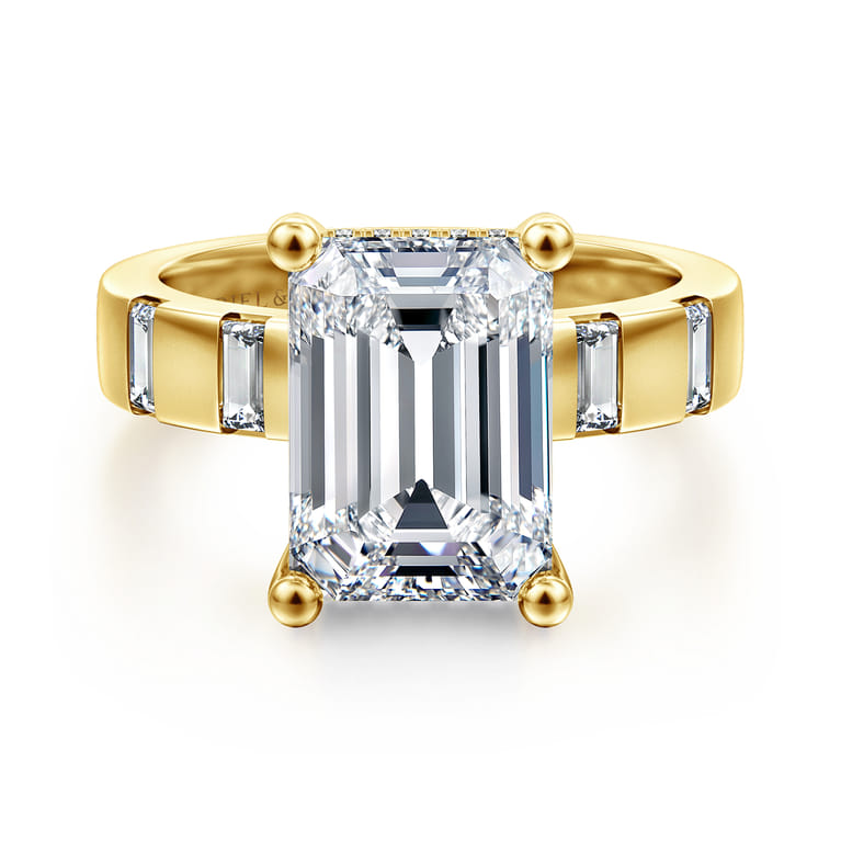 Mirella - 14K Yellow Gold Emerald Cut Diamond Engagement Ring - 0.45 ct - Shot 1