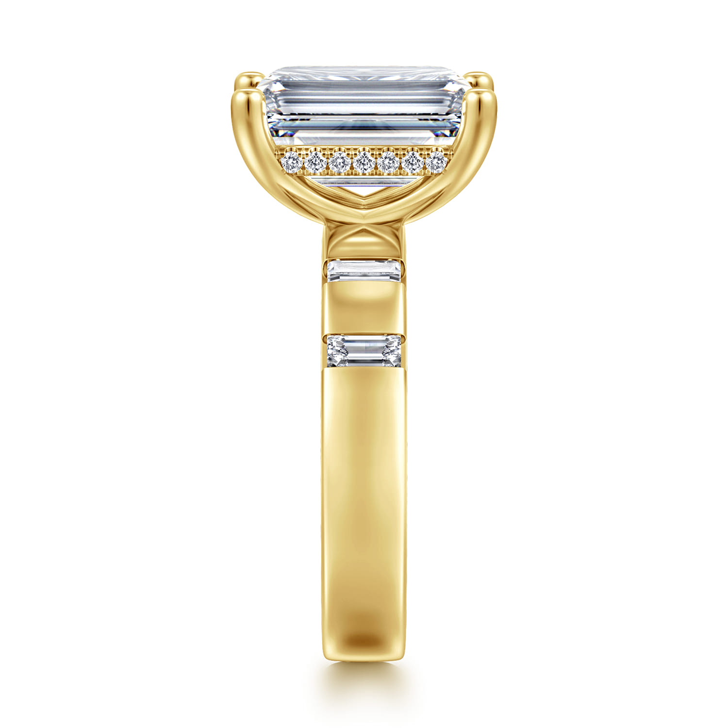 Mirella - 14K Yellow Gold Emerald Cut Diamond Engagement Ring - 0.45 ct - Shot 4