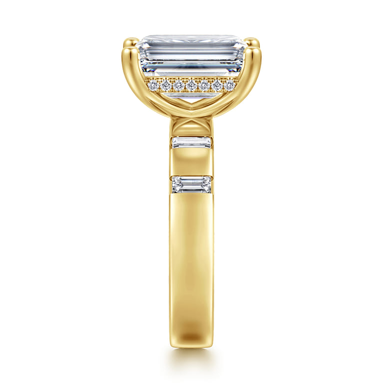 Mirella - 14K Yellow Gold Emerald Cut Diamond Engagement Ring - 0.45 ct - Shot 4